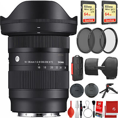 Sigma 16-28mm f/2.8 DG DN Contemporary Lens for Sony E-Mount with 128GB Bundle
