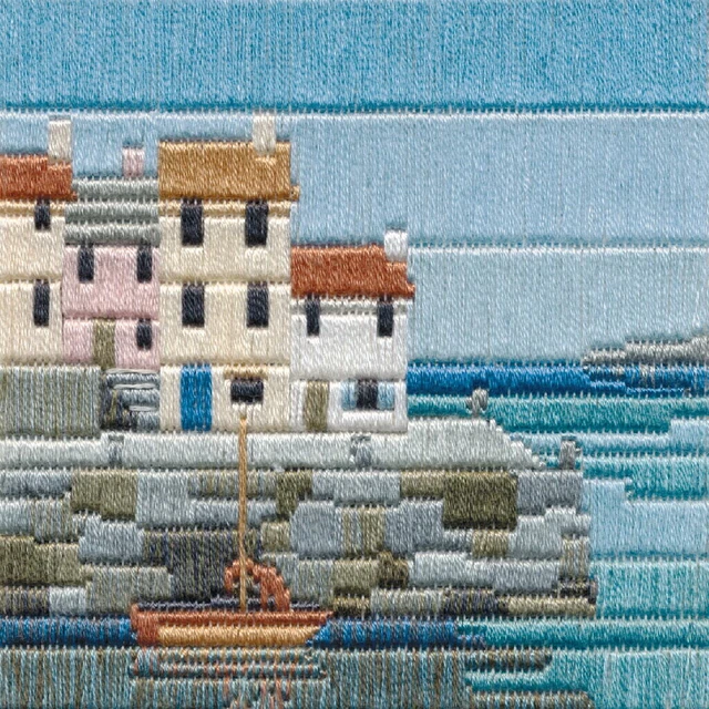 Bothy Threads Langstich-Set „Fischerhäuschen“ – 11x11 Cm Stick-Set Mit Stoff, Garn & Anleitung