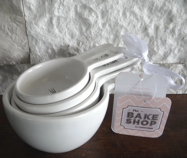 CERAMIC WHITE CAT Measuring Cups The Bake Shop Masterclass Brand New