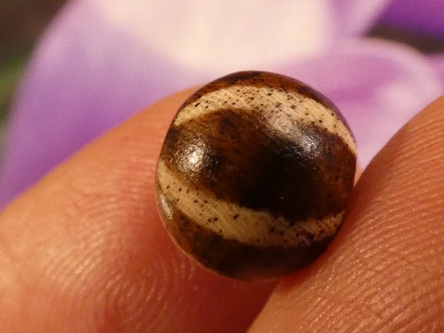 Ancient Antique End Worn Pumtek Bead 6 Stripe Line Decorated Bead 11 Mm Gogeous