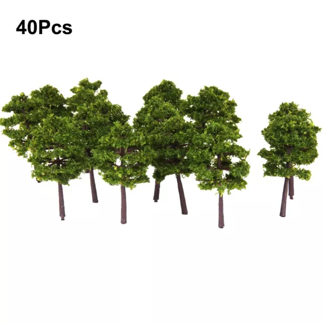 Set of 40 Deep Green N Scale Model Trees for Building Scenery and Layout