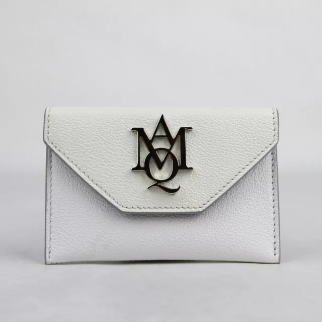 Alexander McQueen White/Ivory Two Tone Leather Card Holder 439197 9870