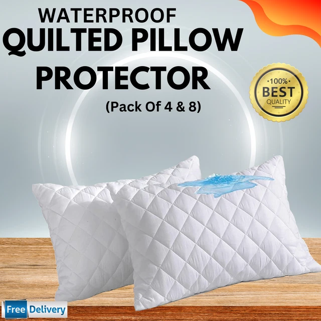 NEW 100 WATERPROOF QUILTED PILLOW PROTECTORS zipped pillow case covers