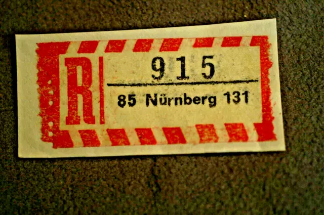 R-Zettel, Einschreiben: 85 Nürnberg 131   915