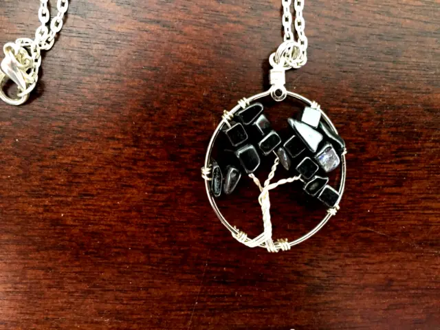 Pendant Necklace Natural Gemstone Tree of Life  Chakra Healing Crystal Charm