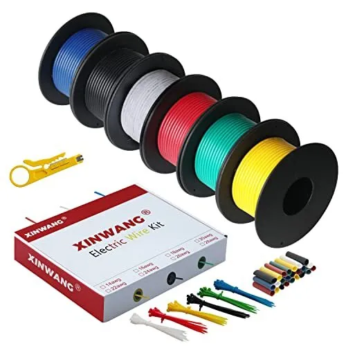 Fil électrique en Silicone-0,75mm² 18AWG 6 coloris kit (5 mètres chacun) Fil de