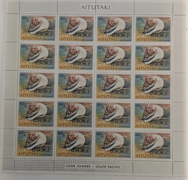 Aitutaki Cook Islands Stamps - Scott #O12- Full Sheet Of 20 - Mnh - Scv $240