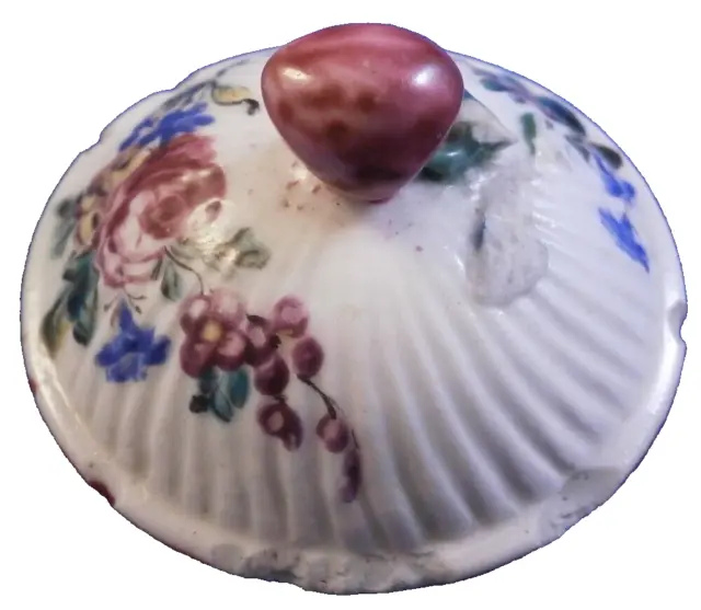 Ancien 18thC Mennecy Porcelaine Floral Lid Souple Pâte Porzellan Deckel