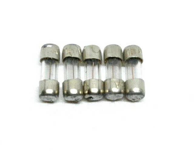 5 Fusibles en verre 15 Amperes 1/4" x 11/16"  (6,35mm x 17,46mm) NOS
