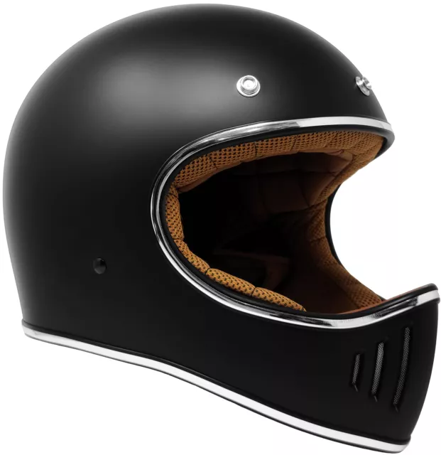 Full Face GDM Rebel Retro Vintage Motorcycle Helmet DOT Matte Black Scrambler