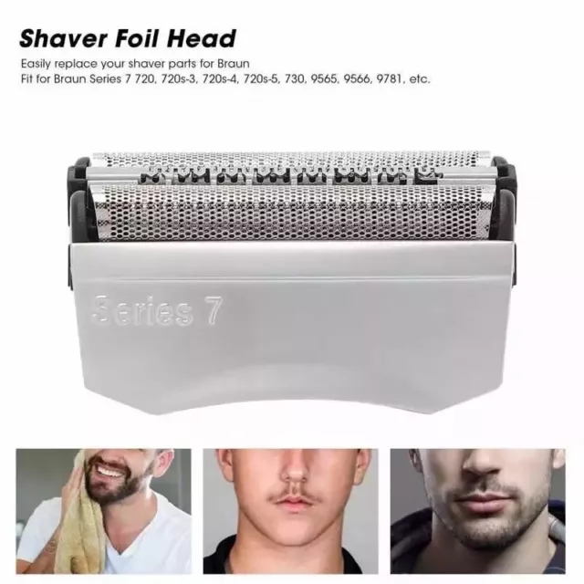 Cabezal de afeitadora de papel de aluminio de repuesto Braun serie 7 (plateado) reemplazo premium