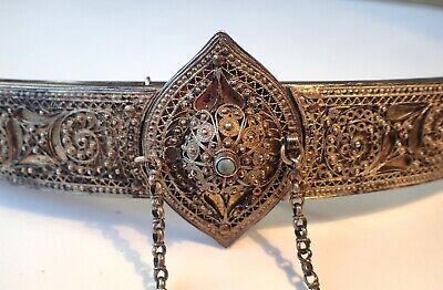 Collectible ANTIQUE Gold Plated SILVER FILIGREE CAUCASIAN / OTTOMAN BELT 2