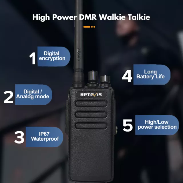 RETEVIS RT81V DMR Two Way Radio IP67Waterproof/Dustproof VHF136-174MHz +USB 2