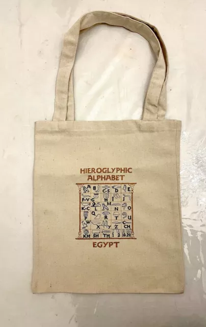 souvenir from Egypt hieroglyphic alphabet tote bag casual wear embroidered