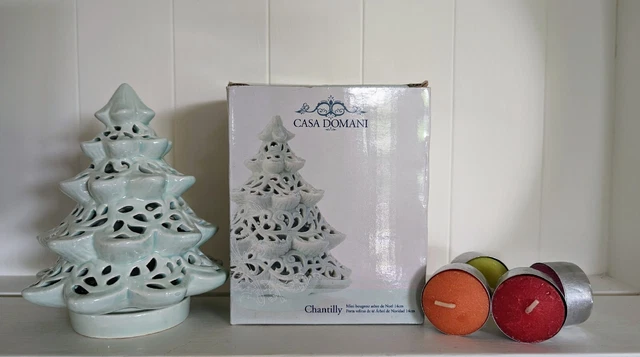Casa Domani Chantilly Christmas Tree Tea Light Candle Holder Green