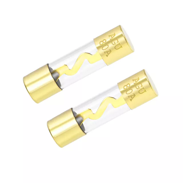 2Pcs Fusibles cartouche 80A DC12V 10x38mm Soufflage Voiture Amplifier Verre