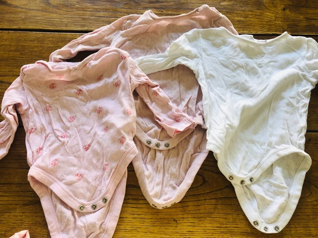 3-6 months long sleeve baby grow bodysuit vest bundle pack of 3 pink girls TU