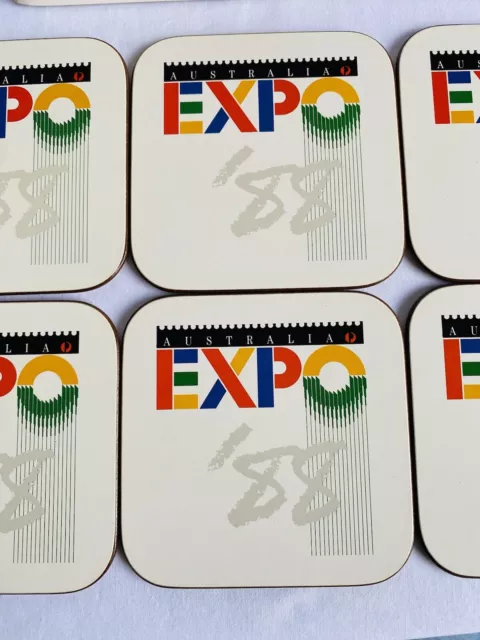 WORLD EXPO 88 Australia Post Official Coaster Set of 6 Corked Back Memorabilia 3