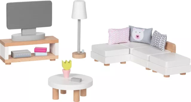 Puppenhausmöbel WOHNZIMMER STYLE Puppenhaus Puppenstube Holzmöbel goki NEU