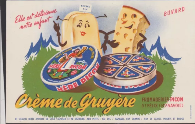 Buvard Ancien Publicitaire Creme De Gruyere Fromagerie Picon/St Felix Savoie