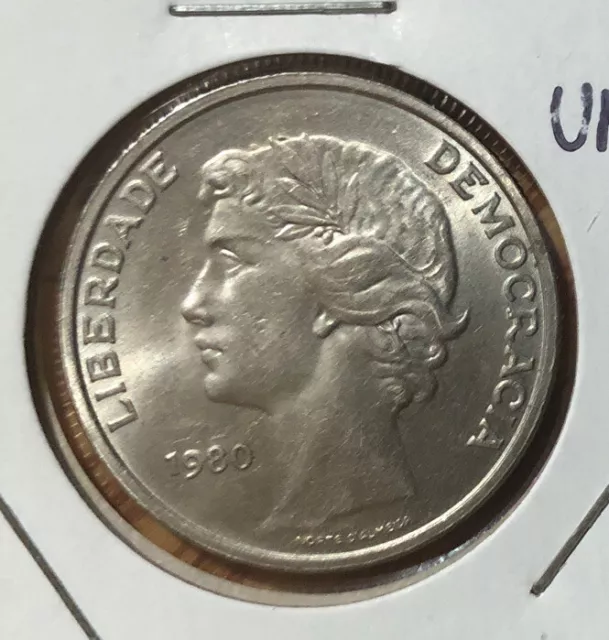 1980 PORTUGAL 25 ESCUDOS COPPER NICKEL COIN - KM#607a-LOW MINTAGE-750,000 ONLY