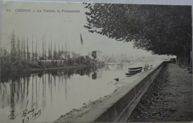 Chinon 37 CPA La Vienna La Promenade Good Condition 1903