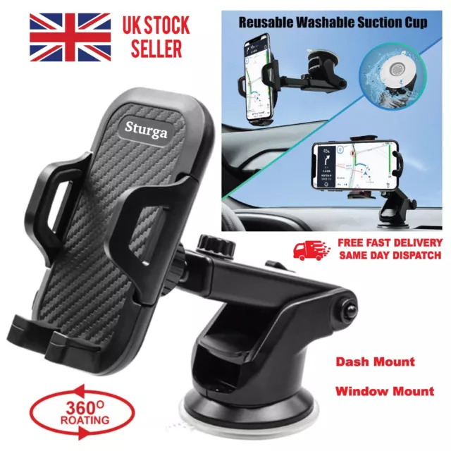 Universal Car Phone Holder 360 Rotation Windscreen / Dashboard Suction Mount