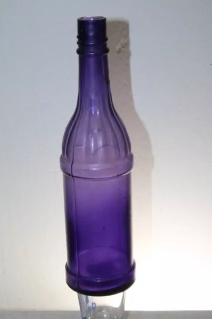 Antique Purple Fluted Neck Pepper Sauce Bottle Applied Top 9 3/4''