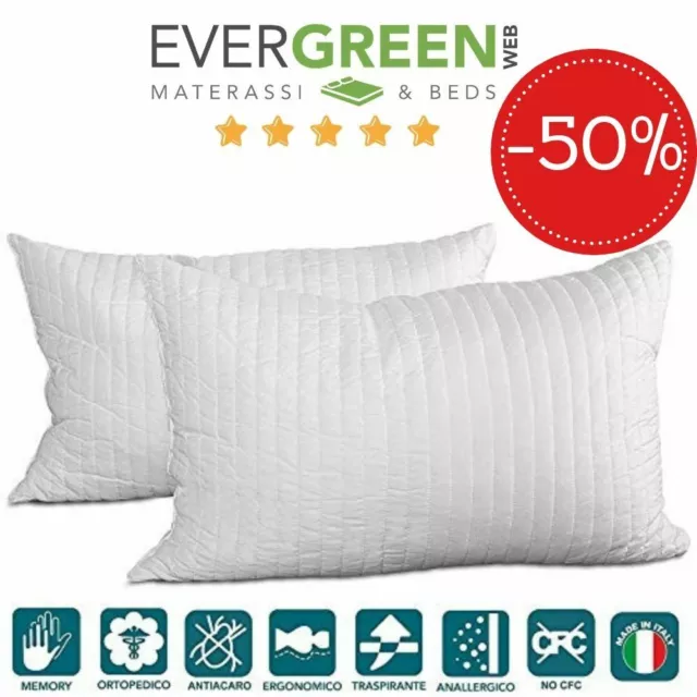 Coppia Di Cuscini Per Letto Memory Foam H 12 In Offerta 100% Made In Italy