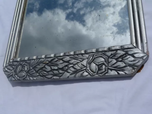Miroir art-déco cadre argenté Art-deco mirror silver stucco Art-déco-Spiegel 3