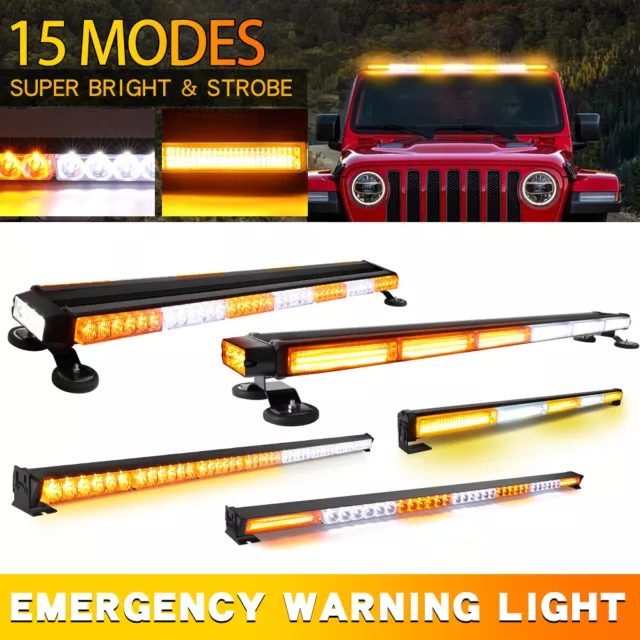 Rooftop Flash LED Emergency Strobe Light Bar Warning Traffic Advisor-Amber/White