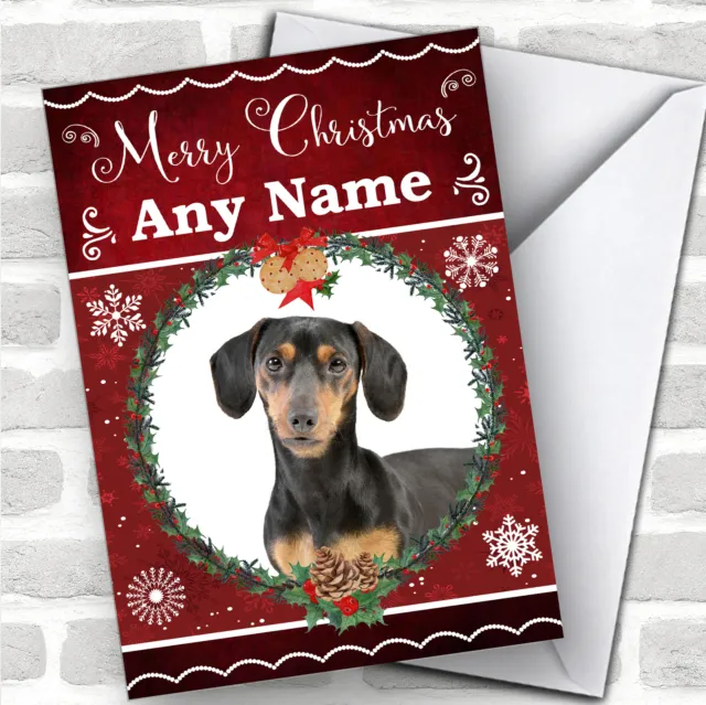 Dachshund Dog Traditional Animal Personalised Christmas Card