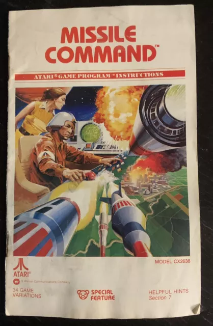 Missile Command Manual Atari Instructions Booklet ONLY