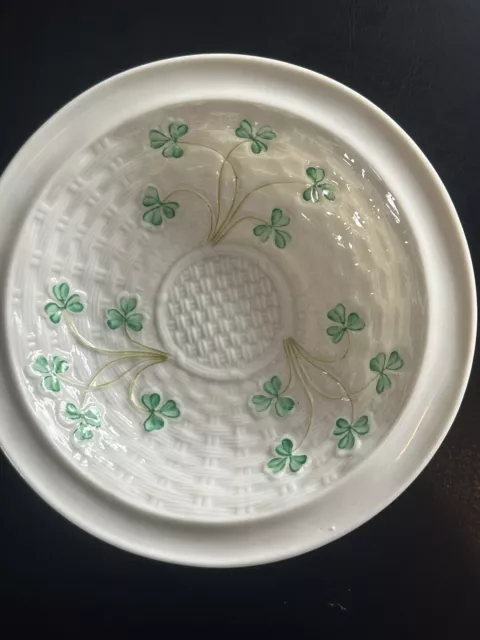Vintage Belleek Ireland Shamrock Weave 6 1/2 inch Small Bowl Hand Painted Irish