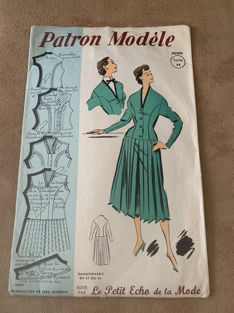PATRON DE COUTURE Vintage 1945 Robe B36 (42) EUR 30,58 - FR