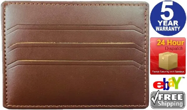 New Brown Genuine Leather Slim Card Holder Wallets For Men - Minimalist
