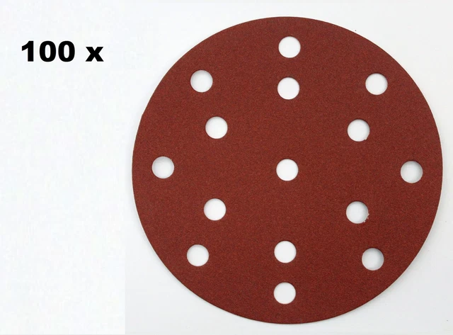 100 discos abrasivos Ekamant con velcro D15 Ø 150mm grano P150 15 agujeros run