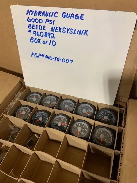 New Overstock Beebe Hydraulic PSI GaugesBox of 10 for sale6000 psi