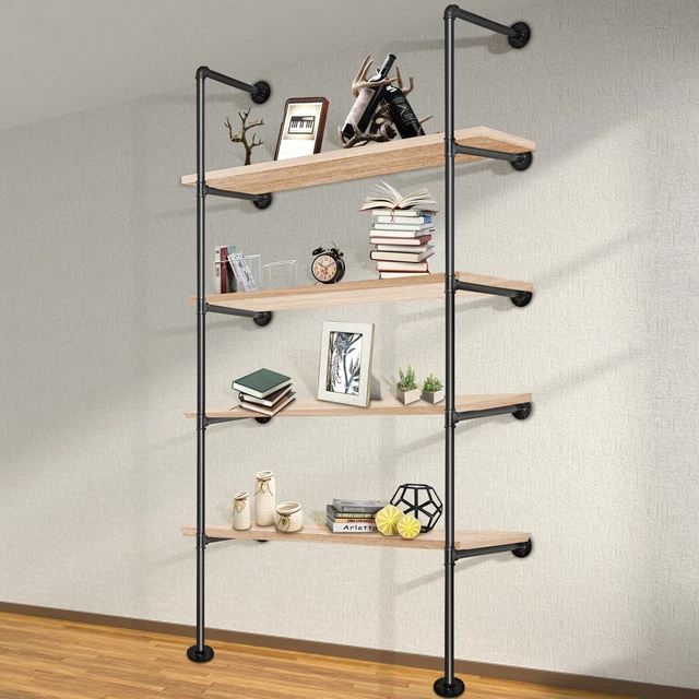 VEVOR Pipe Bookshelves Industrial Wall Mount DIY Pipe Shelf 3PCS 5-Tier Bracket