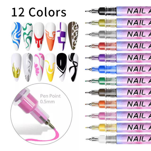 Pluma de graffiti arte en uñas de 0,5 mm 3D arte en uñas hágalo usted mismo gel esmalte de uñas pintura lápiz de dibujo