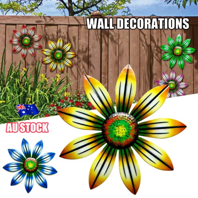 Metal Flower Wall Art Sculpture In/Outdoor Hanging Ornament Home Garden Craft TK