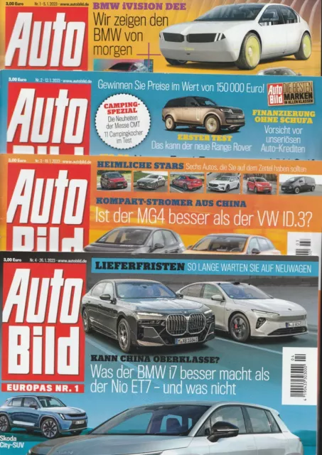 Auto Bild - Hefte Jahrgang 2023 Nr. 1 bis Nr. 4 ( 2-3 mal gelesen )