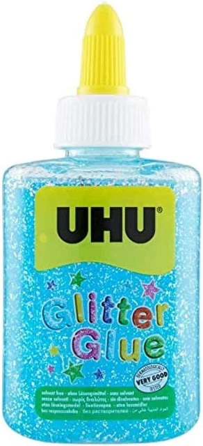 Botella de pegamento brillante UHU 88,5 ml brillo azul claro,