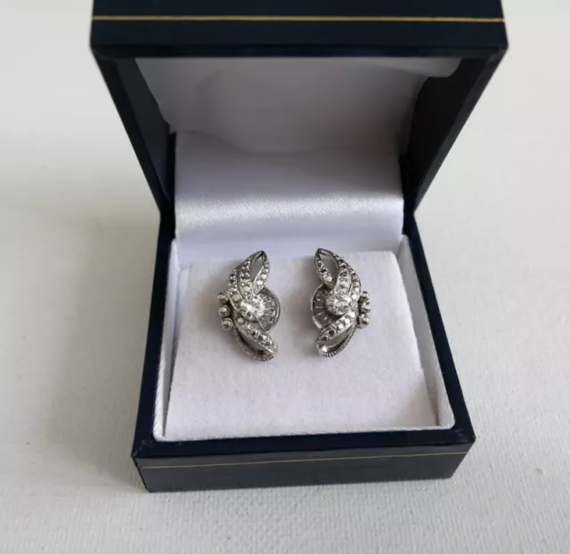 14K White Gold Diamond Earrings 0.36 Tcw