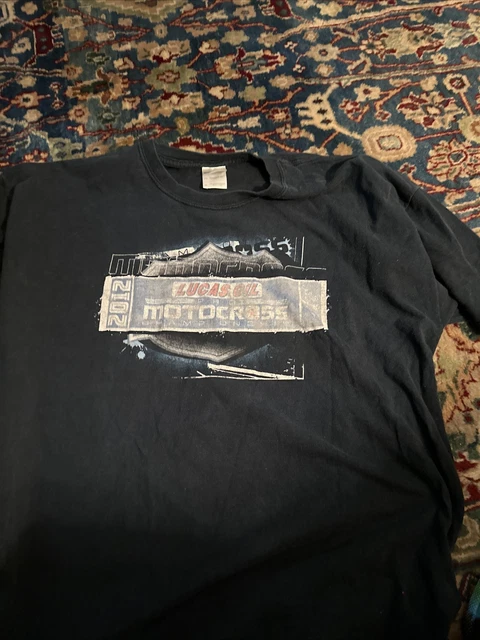 Gildan Mens XL Black 2012 Lucas Oil Pro Motocross Championship Dirt Bike T-Shirt