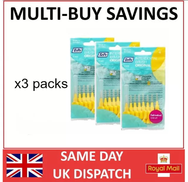 TePe Interdental Brushes 0.7mm Yellow - 3 packets - Multibuy savings