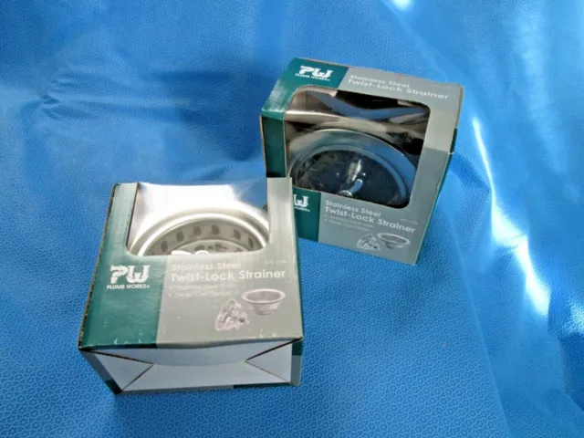 2 -Plumb Works Stainless Twist-Lock Deep Cup Strainers and Assembly New   B1