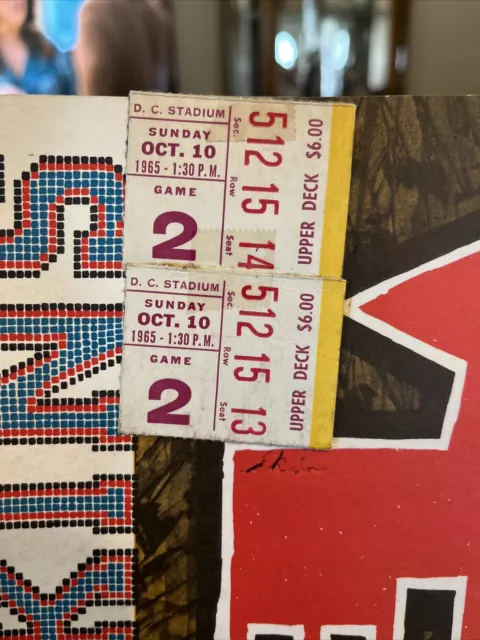 C2 1965 REDSKINS vs CARDINALS Football Program W/Tickets Oct 10 2