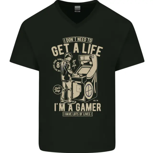 T-shirt da uomo in cotone scollo a V Gaming I Dont Need to Get a Life Gamer