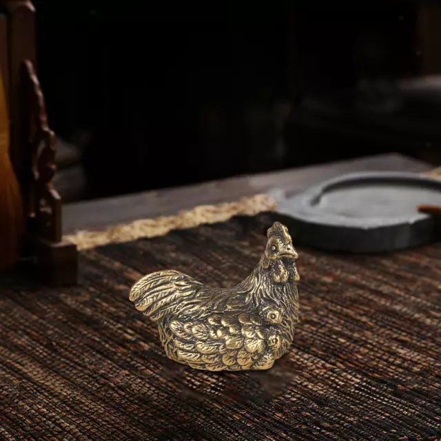 Chicken Statue Craft Gift Office Desktop Tea Pet Wealth Brass Ornament for Tea